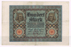 Billet de banque de Reichsbanknote, valeur en chiffres 100 Mark, numéro d'orde du billet Y 0500806, état de conservation TTB billet ayant circulé, de bel aspect.