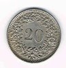 Pièce de Suisse type 20 centimes rappen, confoederatio Helvitaca, date de frappe 1953, monnaie livrée sous capsule.