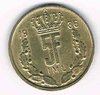 Pièce du Luxembourg type 5 Francs Jean, date de frappe 1986, monnaie de qualité SUP, livrée sous capsule.