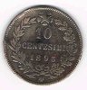 Pièce d'Italie lot N°1, de 10 centimes,date de frappe 1893BB, métal cuivre, inscription Umberto I -RE-D'Italia, pièce livrée sous étui plastique avec  rabat.