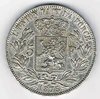 Pièce de Belgique  5FR argent Léopold II roi des belges, année 1875.