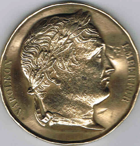 Médaille en bronze buste de Napoléon 1er Empereur, signée Denon I.N.V. bataille du Mont S.T Jean, livrée sous pochette plastique.