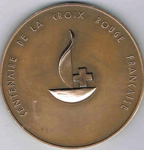 Médaille en bronze avec le poinçon marqué sur la tranche bronze, type centenaire de la croix rouge Française 1863 /1963 état  parfait.