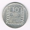 Pièce 10 Francs argent Turin 1939 rameaux longs Marianne
