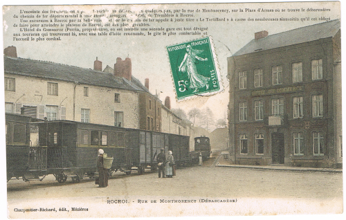Carte postale de Rocroi - rue de Montmorency, débarcadère. Etat correct.