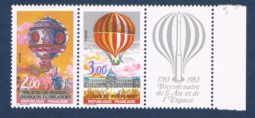 Timbres de France la paire attenants au logo. Réf Yvert & Tellier N° P2262A  Neufs**, année 1983 légende bicentenaire de l'air et de l'espace.