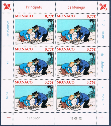 Bloc TINTIN de Monaco, Bande dessinée les aventures de TINTIN