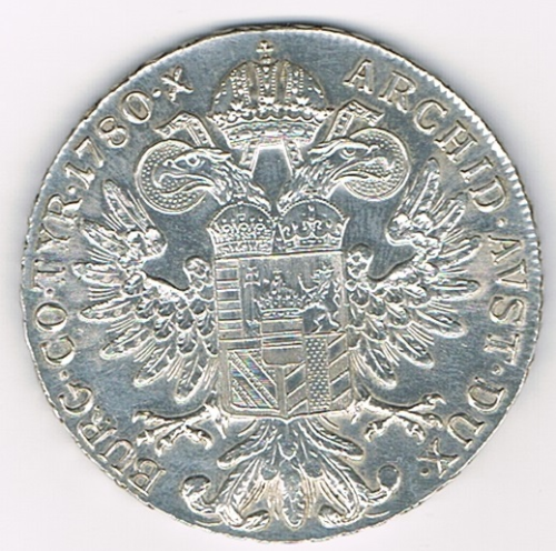 Pièce argent M-Theresia D.G. Autriche 1780 de 1 Thaler, Maria Theresia, frappe médaille, Inscription: ARCHID. AVST.DUX.BURG.CO.TYR.1780.X.