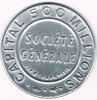 Jeton 5 centimes société générale, revers: timbre vert semeuse de 5 centimes  sur fond rouge, inscription république Française.