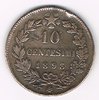 Pièce 10 centimes 1893 BB Umberto I  RE d'Italia, en cuivre, Revers: valeur faciale entourée d'une couronne végétale et surmontée d'une étoile.