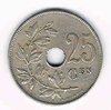 Pièce de Belgique 25 C E N Koninkrijk-Belgie année 1928, en cuivre-nickel.