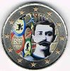 Monnaie 2 euro commémorative colorisée France, année 2013 commémorant les 150 ans de Pierre de Coubertin.