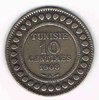 Monnaie de Tunisie 10 centimes1908A bronze, état de conservation super.