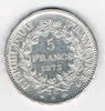 Monnaie 5 Francs argent, année 1873 A Type Hercule, Avers: Rameau, Liberté, Egalité, Fraternité.