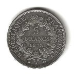Pièce 5 Francs argent Hercule debout 1873 A PROMO