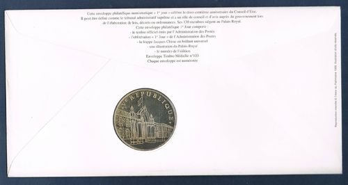 Enveloppe numismatique médaille J-Chirac