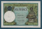 Billet Madagascar dix Francs rare série H1768 Tête femme