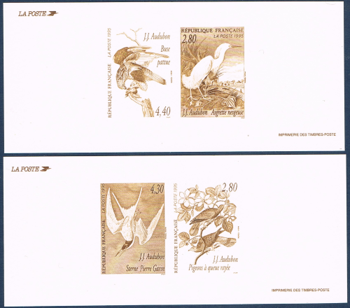 Gravure des timbres poste. Description:  Série arts décoratifs, les oiseaux de J - J  Timbres N° 2929 à 2932. la série des 2 gravures.
