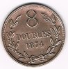 Monnaie Guernesey 8 Doubles = 1 Penny 1874, frappe médaille, état T.T.B.+  Pièce ancienne.