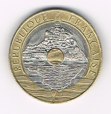 Pièce 20 Francs 1992 Vue du Mont Saint Michel dans la mer