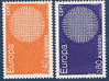 Timbres Europa Andorre Français 1970. Réf Yvert & Tellier N° 202 / 203 les deux valeurs  neuves**. Description: valeurs 0,40 orange  Andorre et 0,80 violet  Andorre.