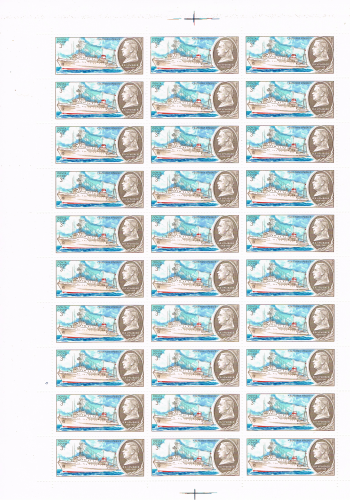 Timbres C C C P. en feuille de 30 T.P. dentelés  année 1980, thématique bateaux, timbres neufs** gomme d'origine. Description: vous trouverez une feuille de 30 timbres  superbes.