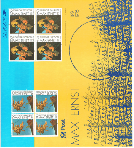 Pochette émission commune France - Allemagne 1991.Réf Yvert & Tellier N° P2727.   Déscription: Centenaire de la naissance de Max Ernst. livrée sans emballage.