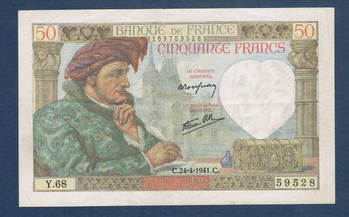Billet Banque de France 50 Francs Jacques Coeur 1941