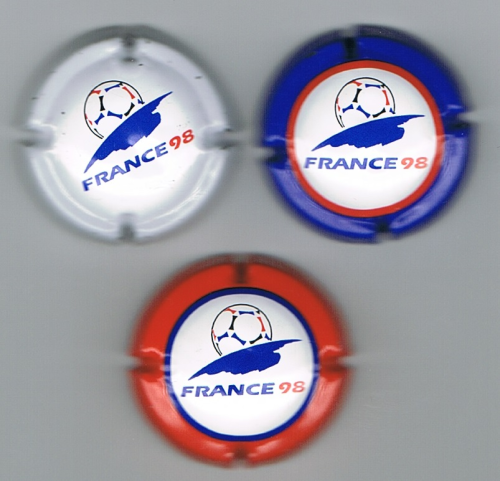 Lot 3 capsules de muselets du champagne France 98 Bleu Blanc Rouge