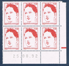 Timbres poste de France bloc de six timbres avec coin daté du 25. 08. 92. neuf. Réf Yvert & Tellier N° 2773 type oeuvre de M. Raysse, bloc intact.