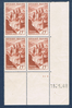 Timbres poste de France bloc de quatre timbres avec coin daté du 15. 1. 48. neuf. type Abbaye de Qonques, bloc intact.