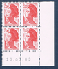 Timbres poste de France bloc de quatre timbres avec coin daté du 19. 05. 83. neuf. Réf  Yvert & Tellier N° 2274. Timbres Liberté de Delacroix valeur 2f. rouge.