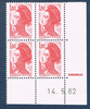 Timbres poste de France bloc de quatre timbres avec coin daté du 14. 5. 82. neuf. Réf Yvert & Tellier N° 2220. timbres Liberté de Delacroix valeur 1f.80 rouge.