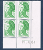 Timbres poste de France bloc de quatre timbres avec coin daté du 19. 6. 84. neuf. Réf Yvert & Tellier N° 2318, timbres Liberté de Delacroix valeur 1f.70 vert.