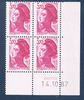 Timbres poste de France bloc de quatre timbres avec coin daté du 14. 10. 87. neuf. Réf Yvert & Tellier N° 2486, timbres Liberté de Delacroix,valeur 3f.70 rose.