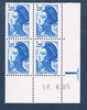 Timbres poste de France bloc de quatre timbres avec coin daté du 18. 6. 85. neuf. Réf Yvert & Tellier N° 2377, timbres Liberté de Delacroix valeur 3 f.20 bleu.