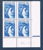 Timbres poste de France bloc de quatre timbres avec coin daté du 28. 7. 81. neuf. Réf Yvert & Tellier N° 2156, timbres Sabine, légende République Française valeur 2 f.30 bleu.