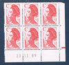 Timbres poste de France bloc de six timbres avec coin daté du 13. 11. 89. neuf. Réf Yvert & Tellier N° 2616, timbres Liberté avec lettre C rouge, lot N° 2.