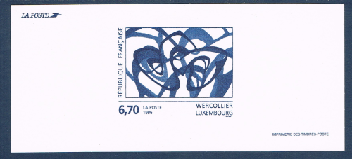 Gravure des timbres poste série artistique N° 2986. Descriptif: Oeuvre de Wercollier- Luxembourg.