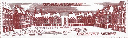 Vignette adhésive rare Place Ducale de Charleville Mézières