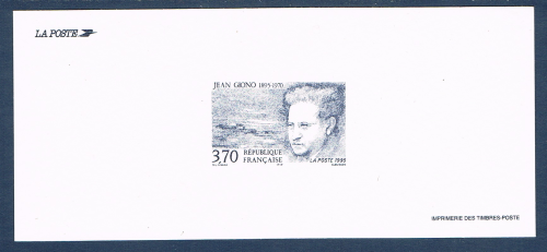 Gravure des timbres poste série Portrait de Jean Giono N° 2939. Descriptif: Centenaire de la naissance de Jean Giono 1895 -1970.
