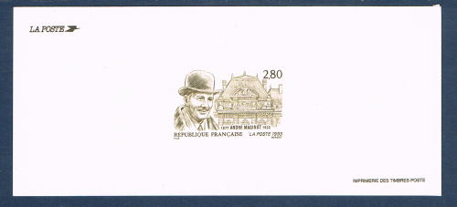 Gravure officielle des timbres poste de France. Réf Yvert & Tellier N° 2966. Descriptif: Portrait et hommage à André Miginot 1877 /1932, gravure émise en 1995.