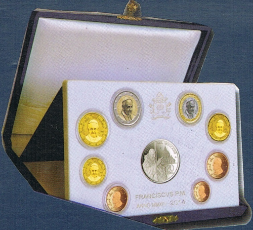 Coffret Vatican 2014 série 8 pièces + une 20€ argent rare