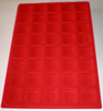 Épuisé - Rangement feutrine rouge 40 cases carrées avec postilles au doc