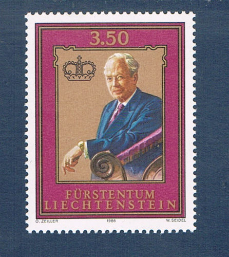 Timbre Liechtenstein émis en 1986. Réf Yvert & Tellier N° 844 neuf.  Descriptif: Timbres série courante 80ème anniversaire du prince François - Joseph II du Liechtenstein.