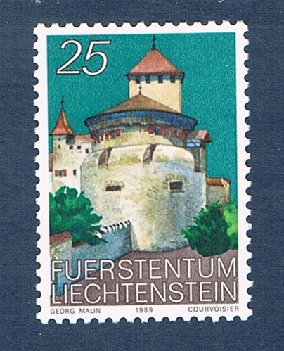 Timbre Liechtenstein émis en 1989. Réf 903 neuf. Timbre série courante Château de Vaduz.