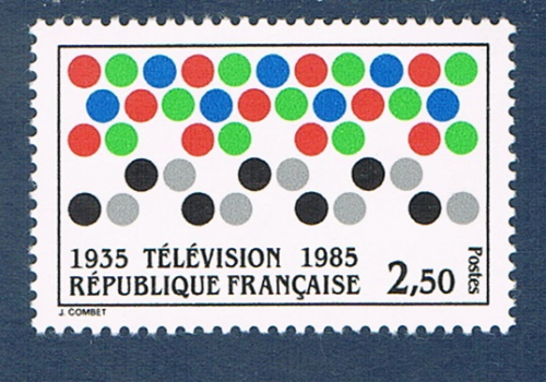 Timbre de France émis en 1985. Réf Yvert & Tellier N° 2353 neuf. Descriptif: 50ème anniversaire de la Télévision.