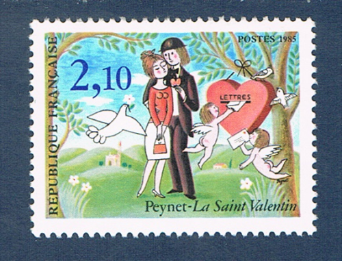 Timnre de France émis en 1985. Réf Yvert & Tellier N° 2354 neuf.  Descriptif: Timbre les amoureux de Peynet. Saint - Valentin.