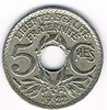 Monnaie Française 5 centimes lindauer petit module, émise en 1922. Descriptif: Au dessus et de part et d'autre d'un trou central. Offre spéciale 53,95€.