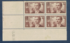 Timbres poste de France 1938, bloc de quatre timbres avec coin daté du 12. 12. 38. Réf Yvert & Tellier N° 418 neuf* avec une trace de charnière. Descriptif: Au profit de L' oeuvre, la radio .